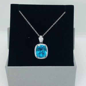 Blue Crytstal Pendant Necklace Jewelry Gifts Trending May Birthstone Holiday Mom